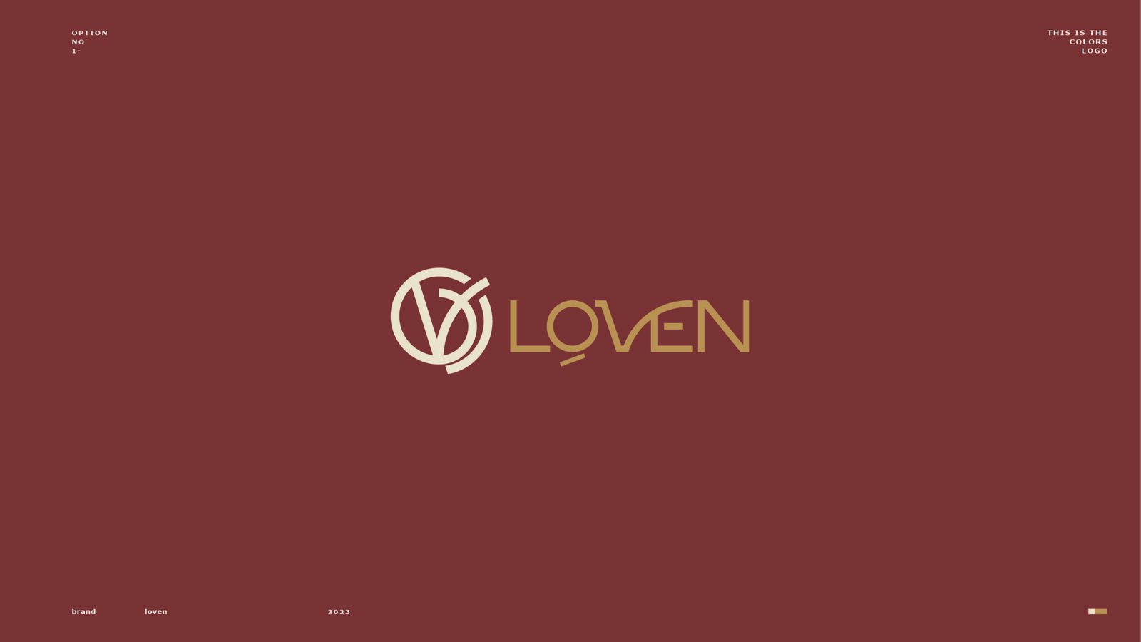 شعار LOVEN على خلفية حمراء داكنة