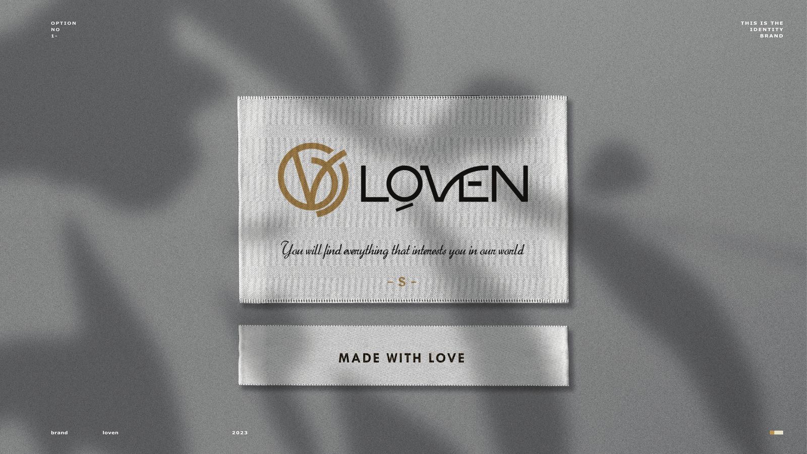 ليبل ملابس منسوج بشعار LOVEN وعبارة Made with love
